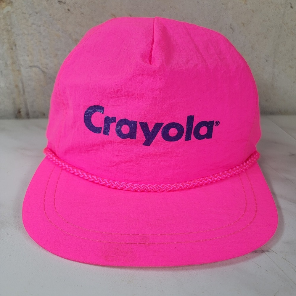 Crayola Painter Hat 1989 Vintage Stretch Neon Pink Authentic 80s